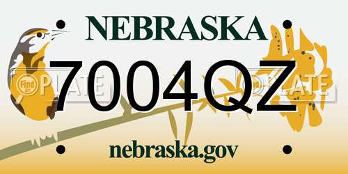 7004QZ Nebraska License Plate