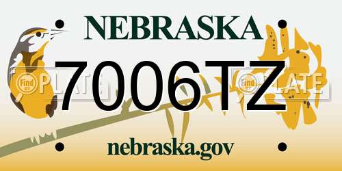 7006TZ Nebraska License Plate
