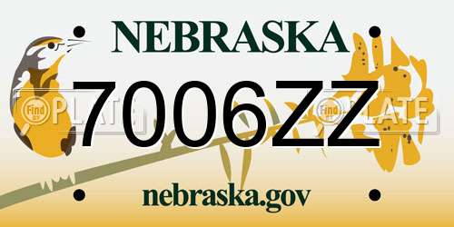 7006ZZ Nebraska License Plate