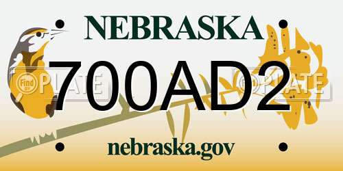 700AD2 Nebraska License Plate