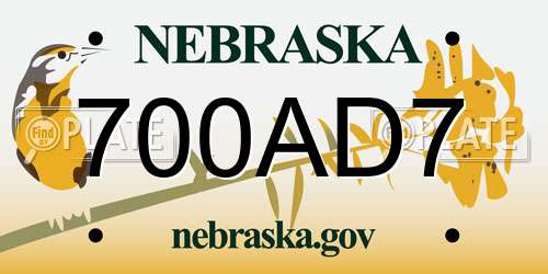 700AD7 Nebraska License Plate