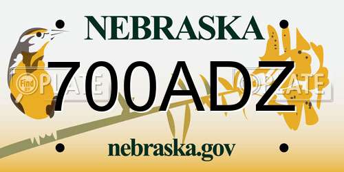 700ADZ Nebraska License Plate