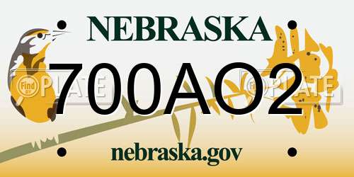 700AO2 Nebraska License Plate