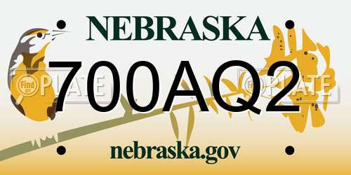 700AQ2 Nebraska License Plate