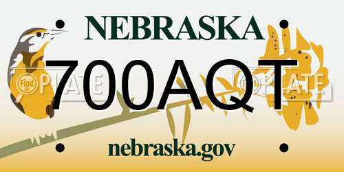 700AQT Nebraska License Plate