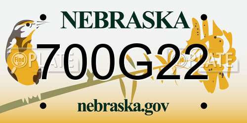 700G22 Nebraska License Plate