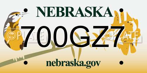 700GZ7 Nebraska License Plate
