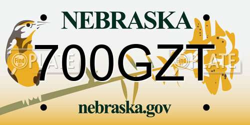 700GZT Nebraska License Plate