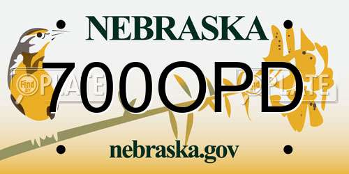 700OPD Nebraska License Plate