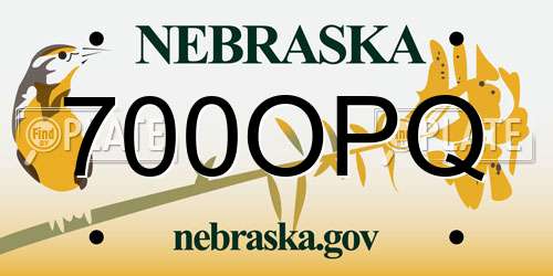700OPQ Nebraska License Plate