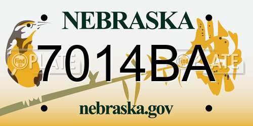 7014BA Nebraska License Plate
