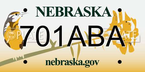 701ABA Nebraska License Plate