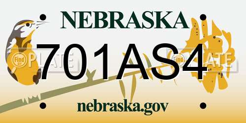 701AS4 Nebraska License Plate