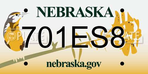 701ES8 Nebraska License Plate