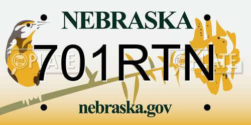 701RTN Nebraska License Plate