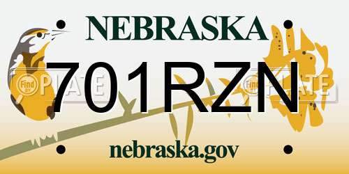701RZN Nebraska License Plate