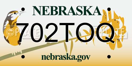 702TOQ Nebraska License Plate