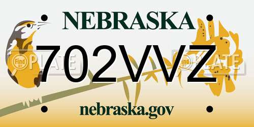 702VVZ Nebraska License Plate