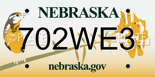 702WE3 Nebraska License Plate