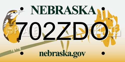 702ZDO Nebraska License Plate