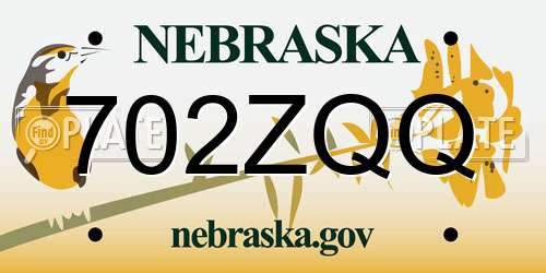 702ZQQ Nebraska License Plate