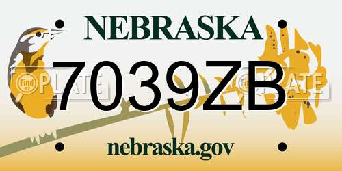 7039ZB Nebraska License Plate