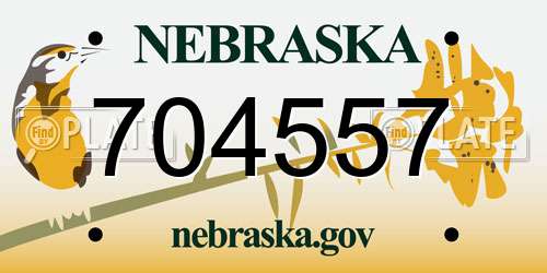 704557 Nebraska License Plate