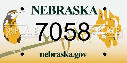 7058 Nebraska License Plate