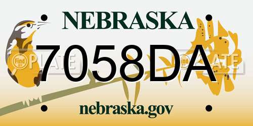 7058DA Nebraska License Plate