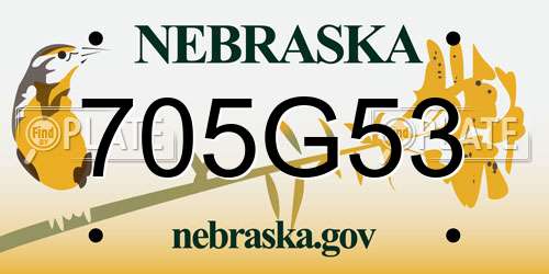 705G53 Nebraska License Plate
