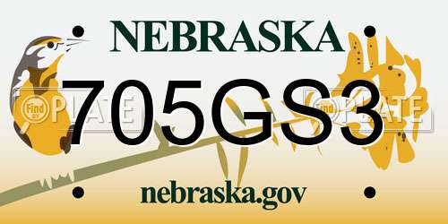 705GS3 Nebraska License Plate