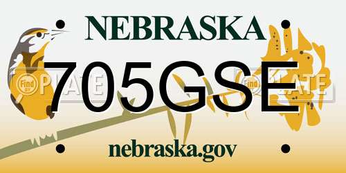 705GSE Nebraska License Plate