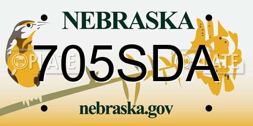 705SDA Nebraska License Plate