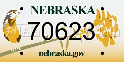 70623 Nebraska License Plate