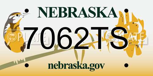 7062TS Nebraska License Plate