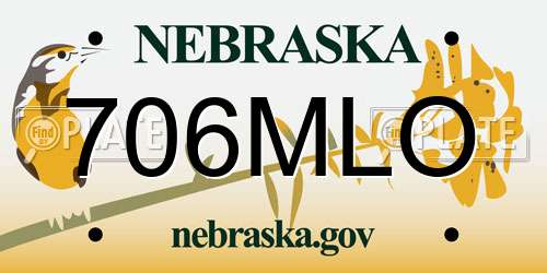 706MLO Nebraska License Plate