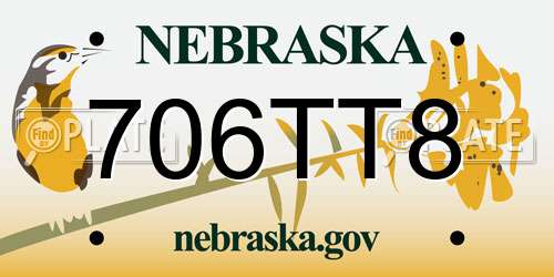 706TT8 Nebraska License Plate