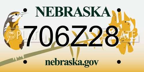706Z28 Nebraska License Plate