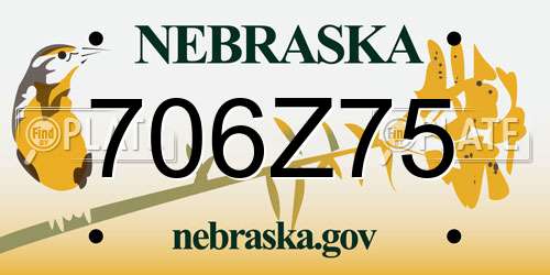 706Z75 Nebraska License Plate