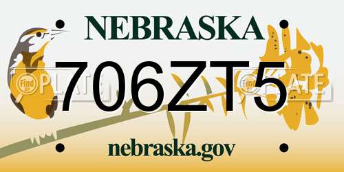 706ZT5 Nebraska License Plate