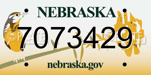 7073429 Nebraska License Plate