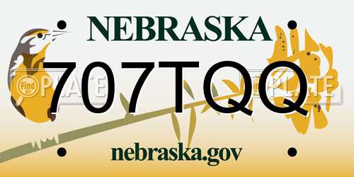 707TQQ Nebraska License Plate