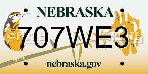 707WE3 Nebraska License Plate