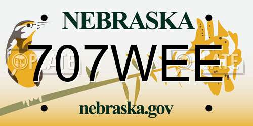 707WEE Nebraska License Plate