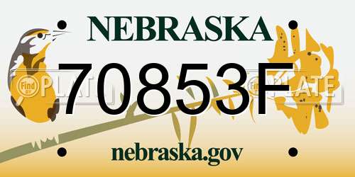 70853F Nebraska License Plate