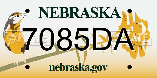 7085DA Nebraska License Plate