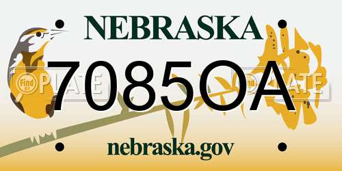 7085OA Nebraska License Plate