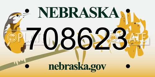 708623 Nebraska License Plate