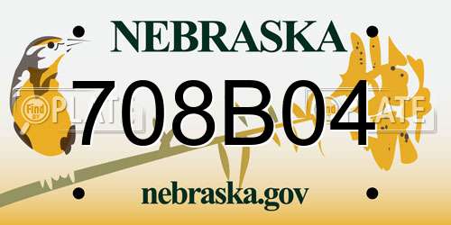 708B04 Nebraska License Plate
