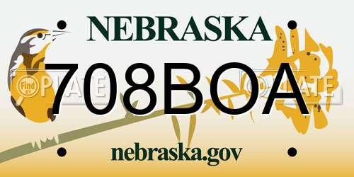 708BOA Nebraska License Plate